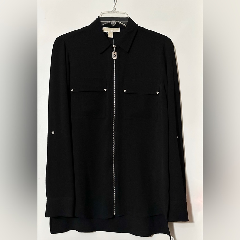 Michael Michael Kors Solid Zip-Up Top